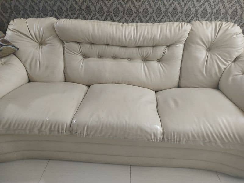 5 seater sofa Rexine off white 0