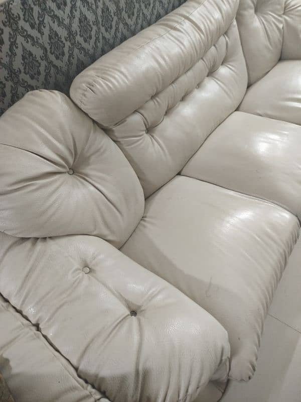 5 seater sofa Rexine off white 1