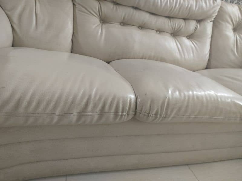 5 seater sofa Rexine off white 2