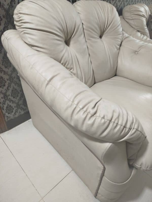 5 seater sofa Rexine off white 4