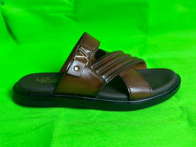 stylish Men's brown Textured synthetic leather chapal for comfert 3