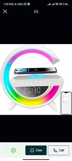 Bluetooth speaker with clock LED lamp and wireless charger - HM-3401