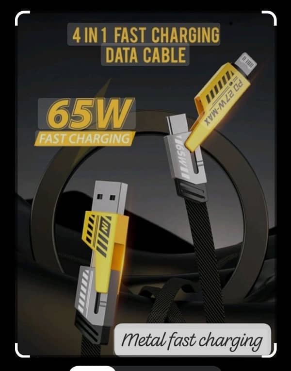 Interface 4in1 65w fast charging and data cable. . 3