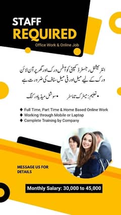 Part time, Full Time, Home based online jobs