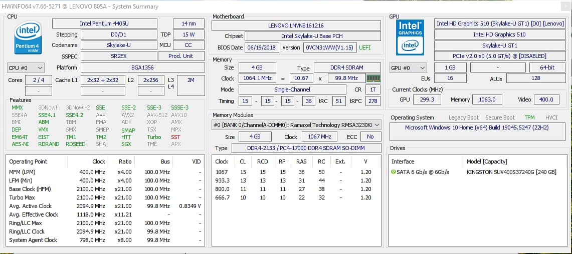 Lenovo Ideapad flex 4-1470 | 6th gen 2C/4T | 240gb ssd 14