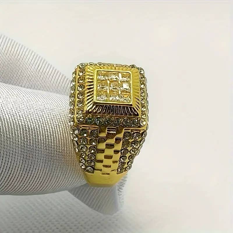 1pc Hip Hop Ring Men's Cubic Zirconia Ring Fashion Jewelry Ring 0