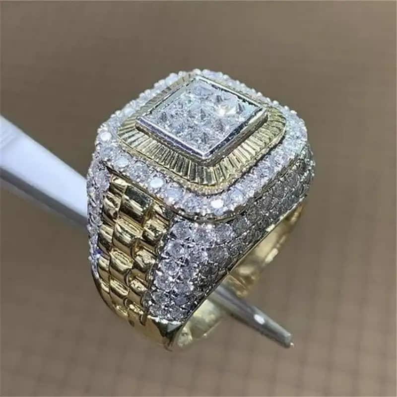 1pc Hip Hop Ring Men's Cubic Zirconia Ring Fashion Jewelry Ring 3