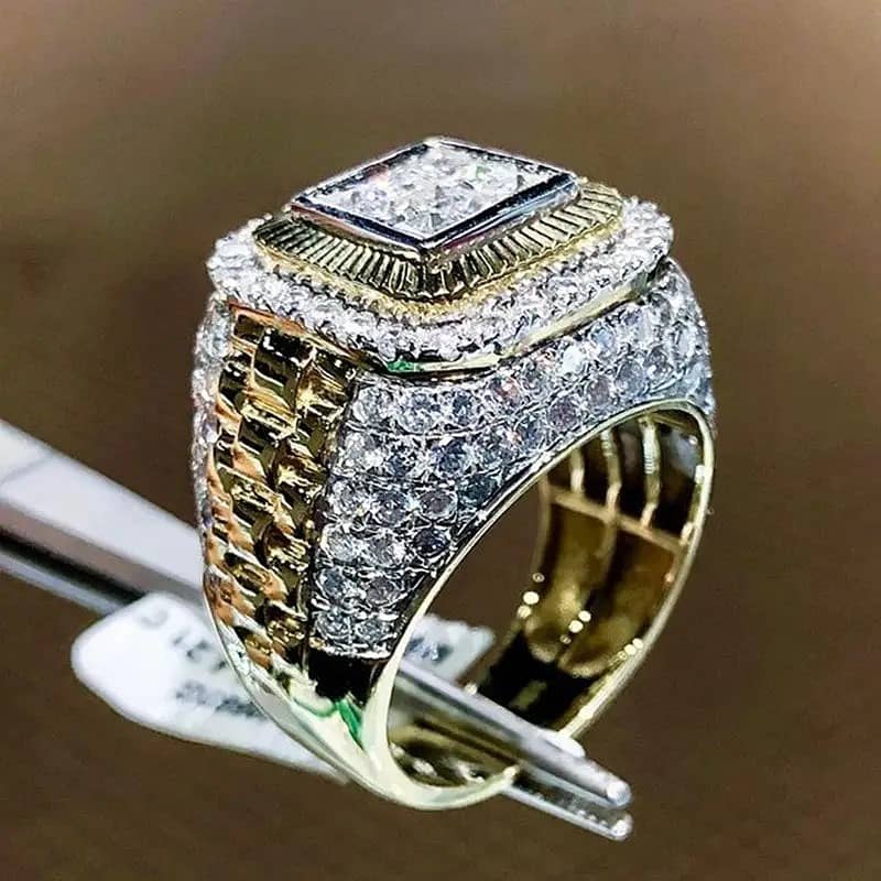 1pc Hip Hop Ring Men's Cubic Zirconia Ring Fashion Jewelry Ring 4