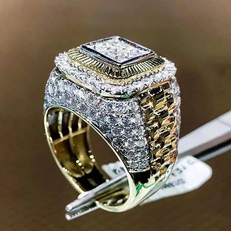 1pc Hip Hop Ring Men's Cubic Zirconia Ring Fashion Jewelry Ring 5