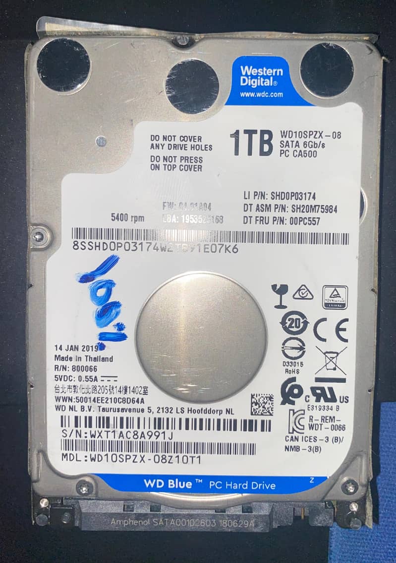 Western Digital 1TB SATA Blue HDD For Laptop/Desktop 0