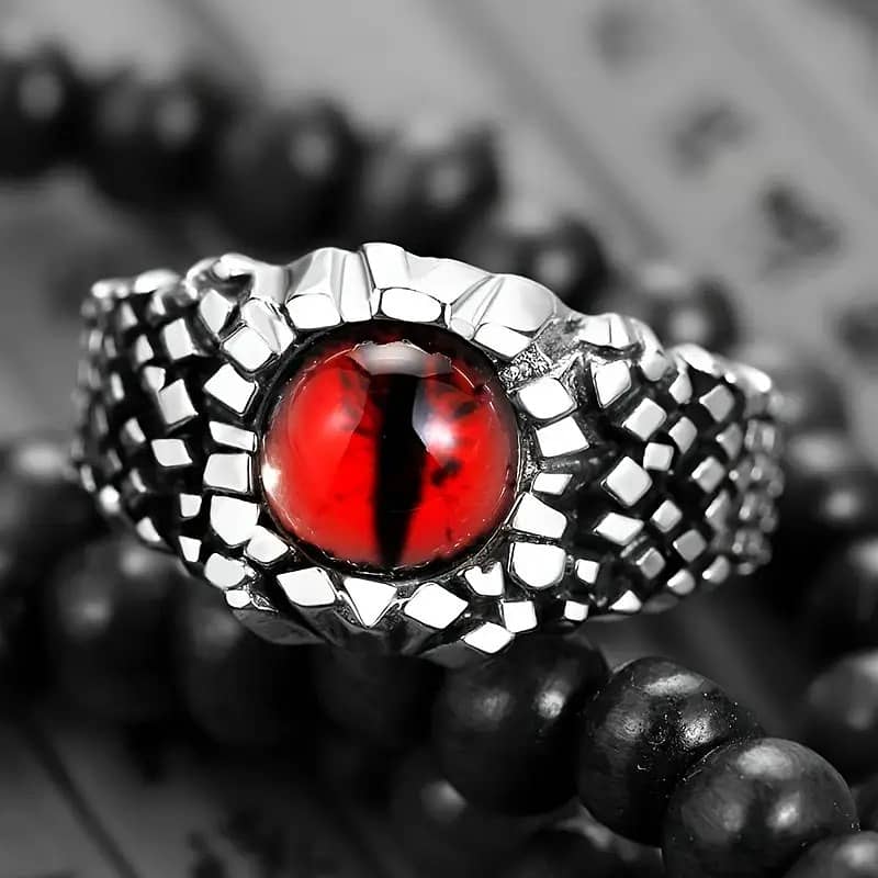 1pc Gothic Retro Punk Devil Eye Ring For Men, Personality Halloween P 0