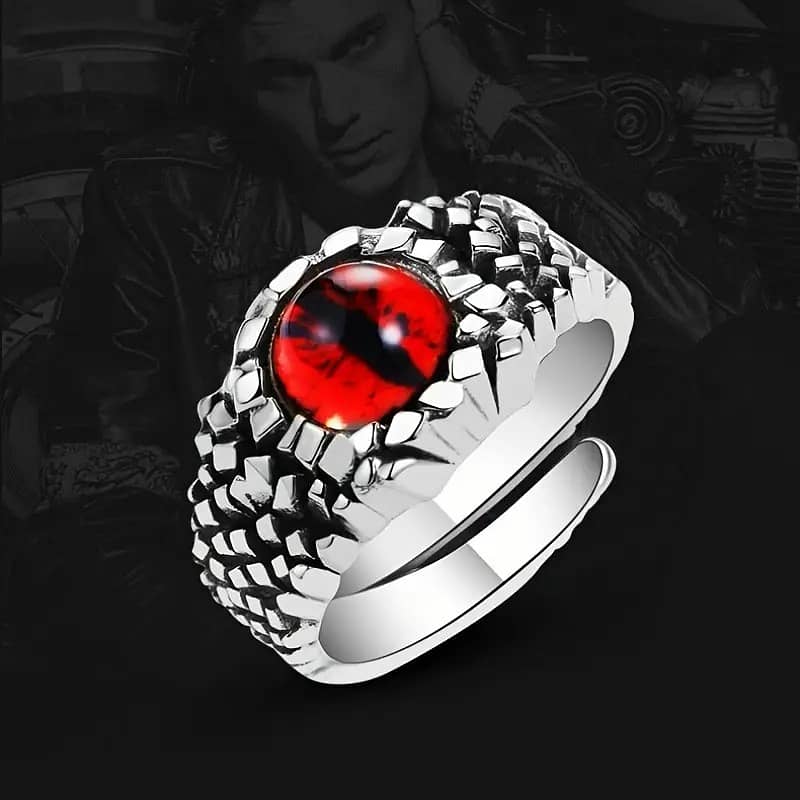 1pc Gothic Retro Punk Devil Eye Ring For Men, Personality Halloween P 2