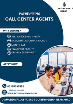 Call center-Jobs in Islamabad  |Jobs for Male & Female| Urgent Hiring