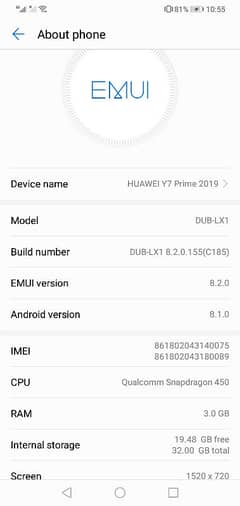 Huawei y7 prime 3 32 urgent sale