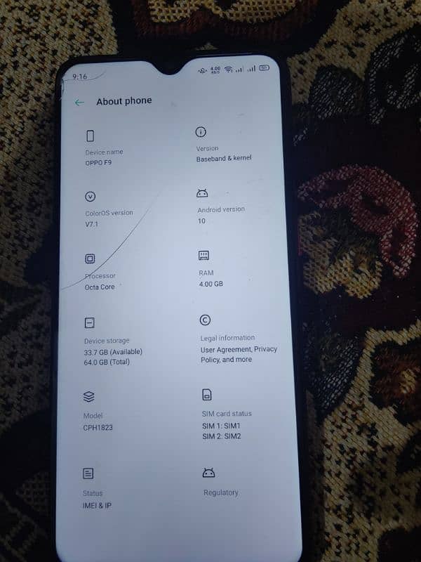 oppo f9 in a good condition charger with box 1