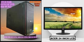 i7 3Gen Gaming Tower PC With Acer 24 Inch Moniter New Year Offer 2025