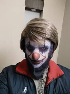 Joker Clown Full Face Mask Wig Costume Boy Men Halloween Cosplay Prank