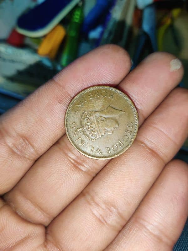 Antique 1 Ana British Indian coin 0