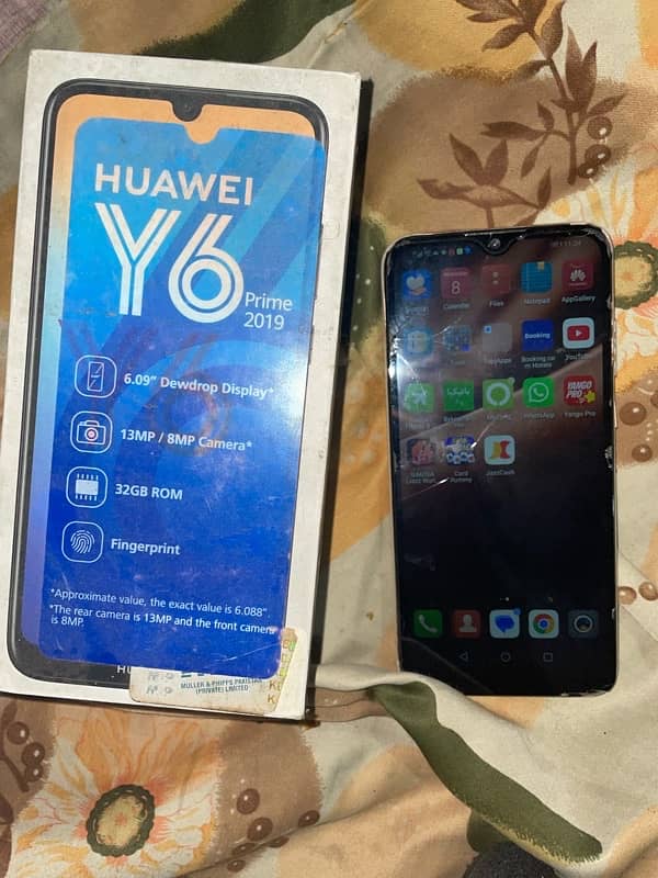 huawei y 6 prime 32 gb with box wattsapp 03070405686 0