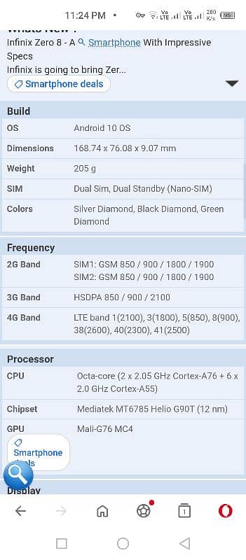 Infinix zero 8 128gb 8gb ram 4