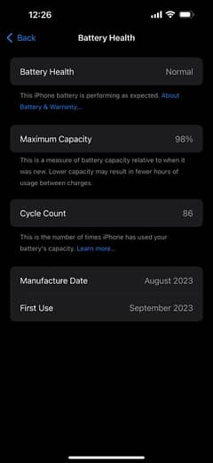 iphone 15pro max 98% battery 10/10 non pta