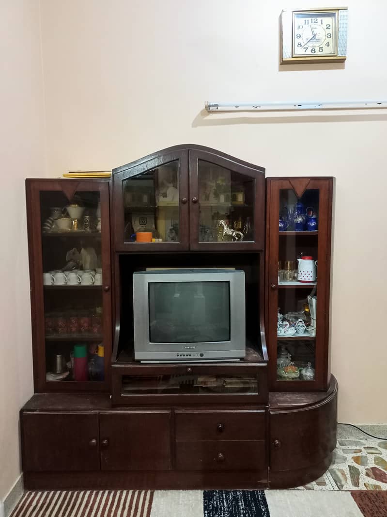 Elegant Wooden Showcase with Storage and TV Cabinet 0