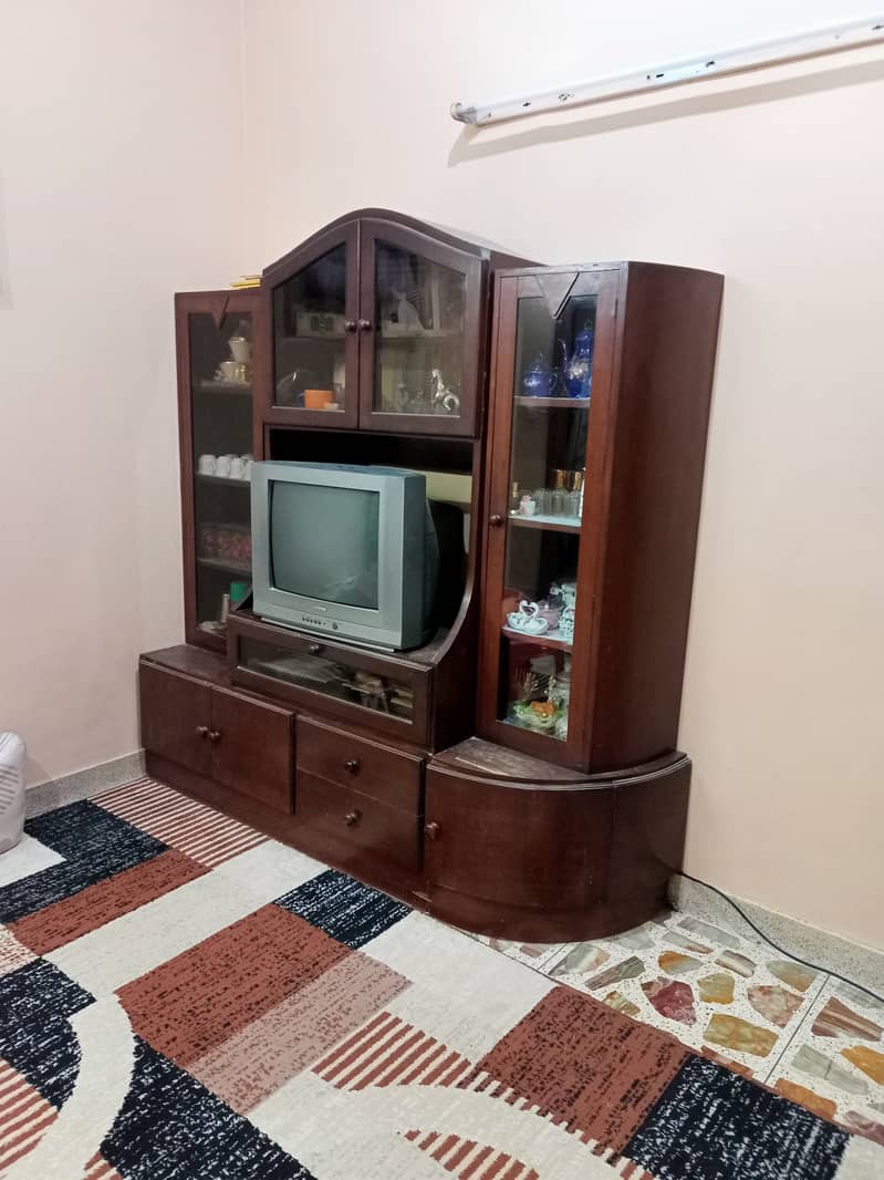 Elegant Wooden Showcase with Storage and TV Cabinet 2