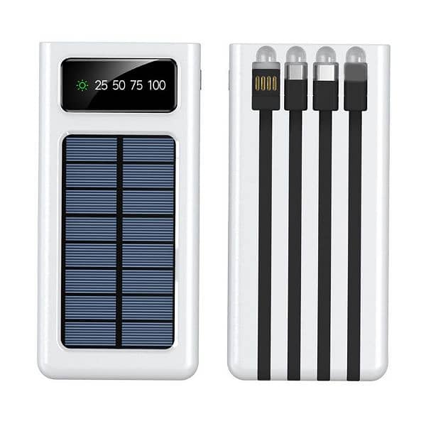 10,000 mAh Power bank With 4-Cables Solar+Electricity Charging Support 6