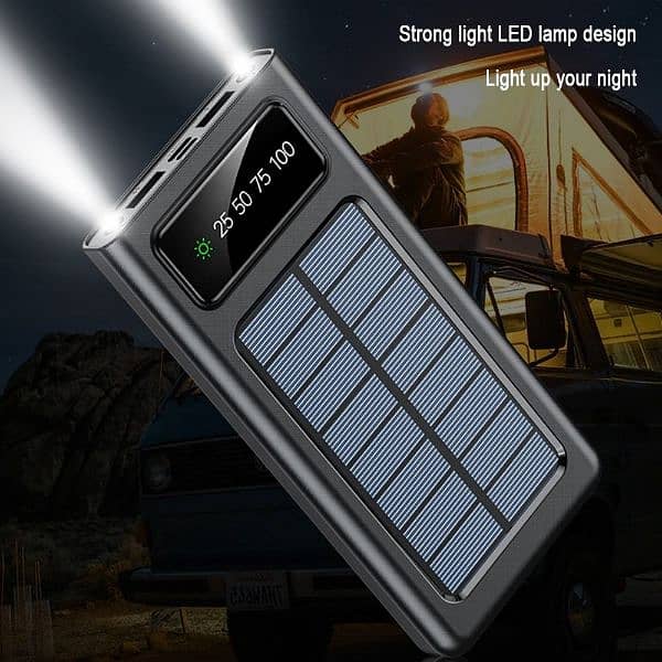 10,000 mAh Power bank With 4-Cables Solar+Electricity Charging Support 7