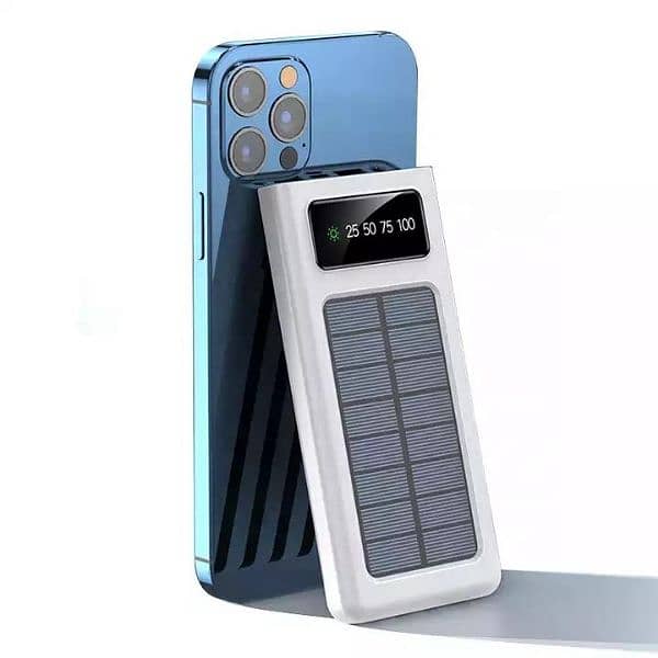 10,000 mAh Power bank With 4-Cables Solar+Electricity Charging Support 8