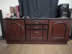 Heavy wood Sheesham console with glass