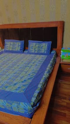 Queen size bed with Spring mattress and side tables