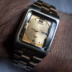 Automatic tank watch | men's vintage Citizen, gold plated watch, auto