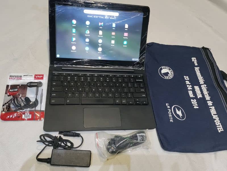 Chromebook,bag,charger and handfree 1