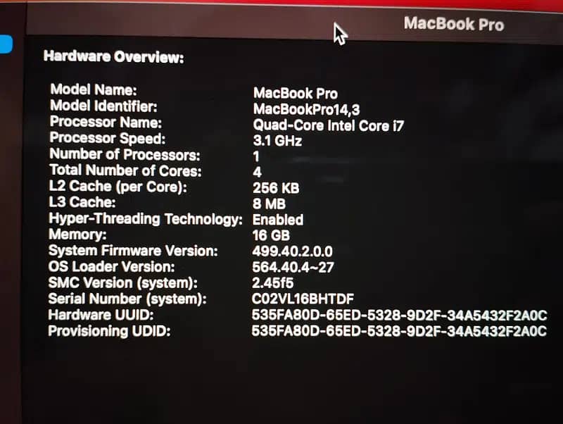 Macbook Pro 2017 512 gb,16gb ram, 4gb graphics 5