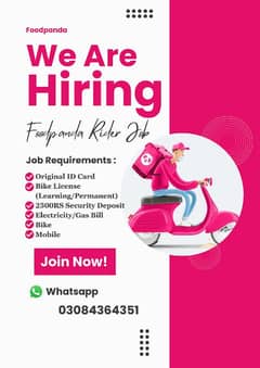 Foodpanda Rider Job available in Lahore