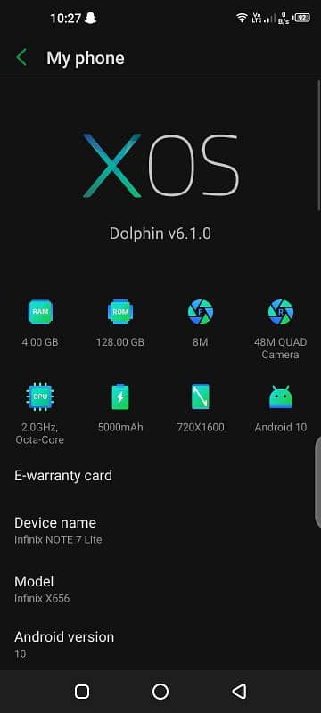 infinix note7 lite 4 /128 3