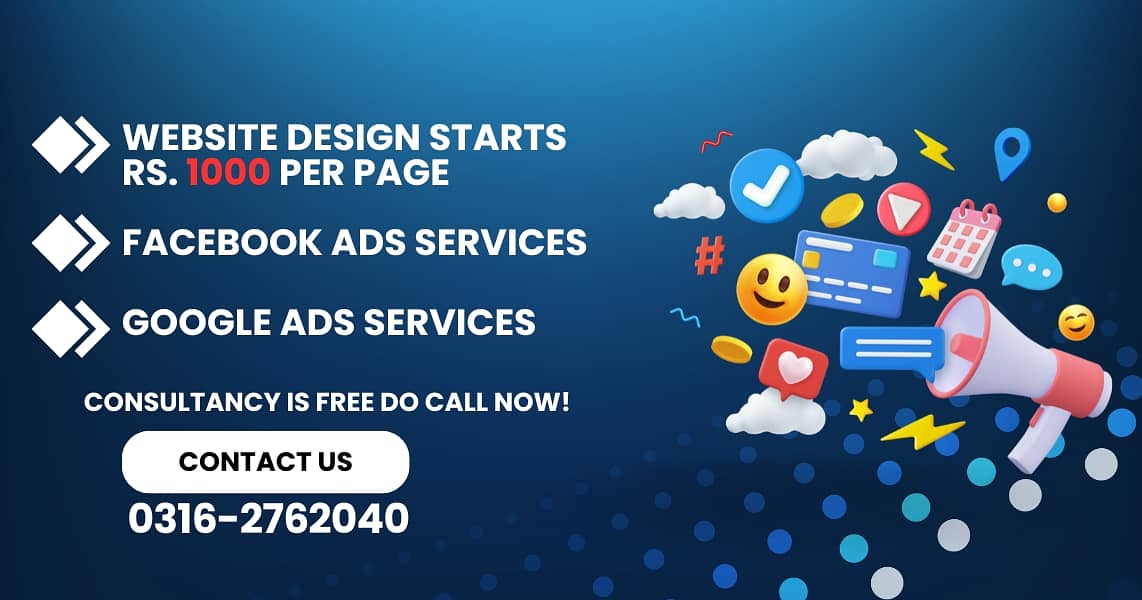 Facebook Ads, Google Ads, Website Development Just starts 1000 0