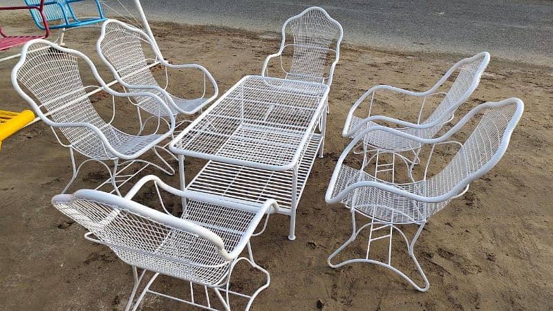 Outdoor Iron Chairs and Table ( White Color) 0