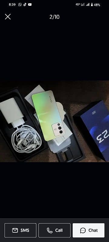 vivo v 23 5g lush condition 10/10 box charger all oky mint condition 3