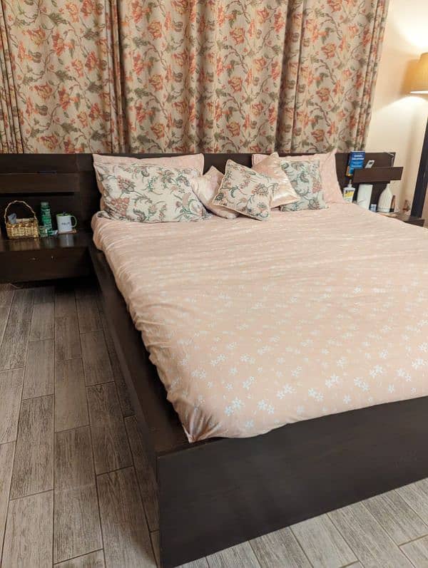 King bed with attached side tables, mattress included 1