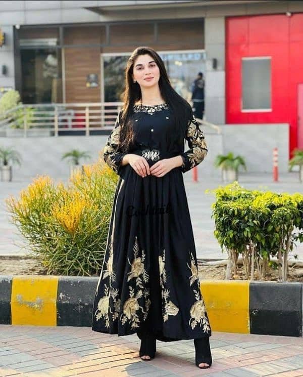 Stunning Embroidered Black Maxi Dress 1