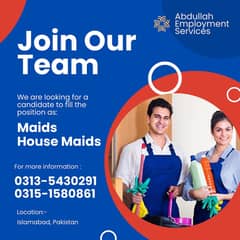 Need 24/7 hours female house maid / House Maid Job / Alrounder