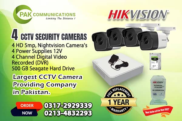 4 CCTV Cameras Package HIK Vision (Authorized Dealer) 0