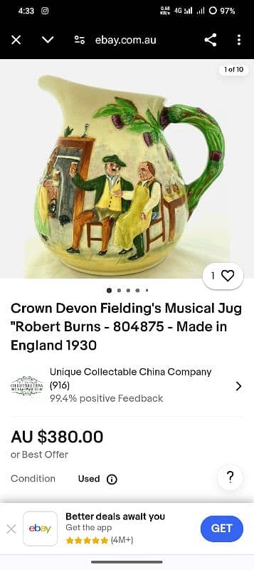 vintage crown devon musical jug 4