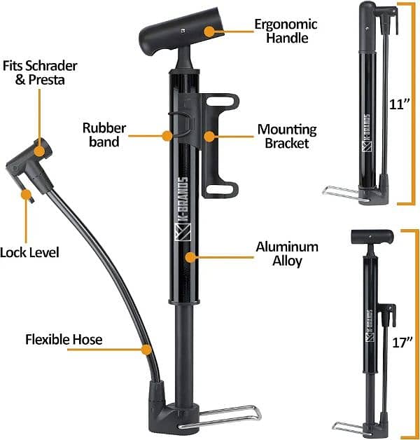 K-Brands Bike Pump - Compact and Portable Bike Floor 1