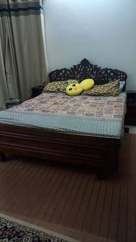 Wooden Bed set with Side tables and mattress 2