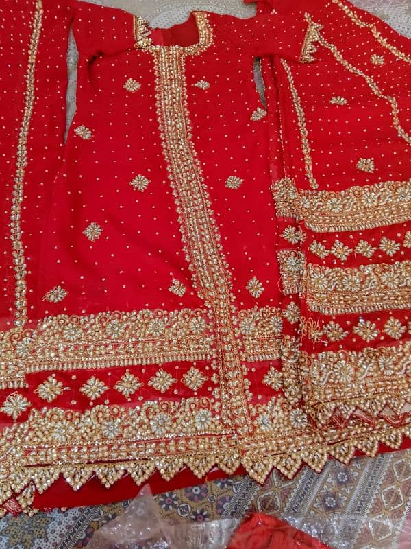 wedding shararah red color fully heavy embroided 1