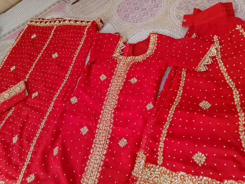 wedding shararah red color fully heavy embroided 4