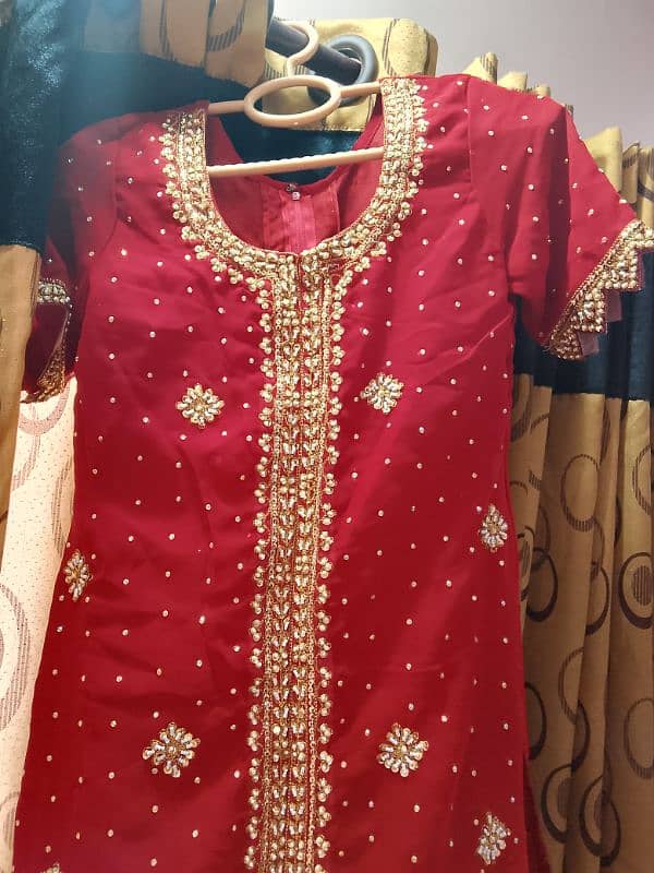 wedding shararah red color fully heavy embroided 5